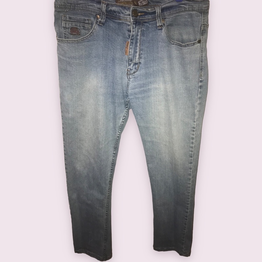 𝅺FRANCO Lucci Mens Cotton Limited Edition Straight Light Wash Denim Jeans 36X30